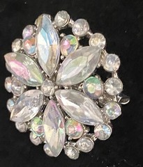 VTG Brooch Aurora Borealis Crystal Rhinestones Starburst Flower statement