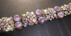Vintage SELRO SELINI AB Rhinestone Bi Color Pastel Cabochon Bracelet