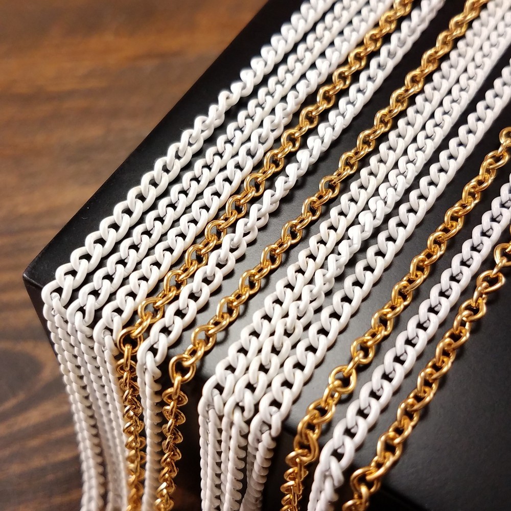Vintage 1970s Gold White Enamel Nautical Rope Chain New Old Stock Jewelry