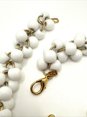 Vintage Lady Remington White Beaded Collar Necklace Earring Set Signed LR 19”