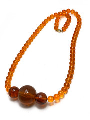 Vintage Chunky Bead Necklace Orange Amber Lucite Faux Tortoiseshell 29 in Long