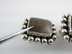 Stephen Dweck Sterling Silver Dinosaur Bone Clip on Earrings 25.3g .75 In AS IS