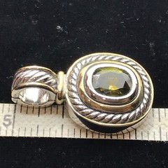 Vintage Twisted Cable Renaissance 2-Tone Peridot Green Cubic Zirconia Pendant