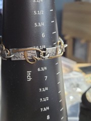 Artisan Signed Mixed Metal Hearts 6.5″ Bracelet Brass & Silver Tone Excellent