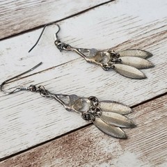 Vintage Earrings for Pierced Ears Dangle with Heart Design