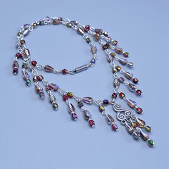 Necklace 18” Multicolor Glass Czech Old Beads Art Deco Style Women`s Jewelry