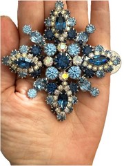 ORIGINAL By ROBERT BLUE & AB CRYSTAL RHINESTONE PIN BROOCH PENDANT VINTAGE 3.25”