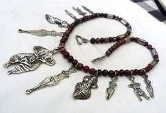 27.75″ SOUTHWEST STERLING SILVER BRUSTALIST NUDES BASKET JASPER BEADS NECKLACE