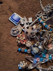 Large 1/2 Pound Collection Of Vintage Silver Toned Jewelry Pieces Poss. Sterling