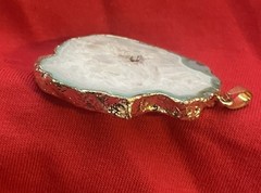 White And Green Sliced Geode Agate Pendant Setting-Handmade (6)