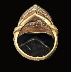 Vintage 1940s Retro Diamond Dome Heavy Ring 14k Two-Tone Gold Cocktail