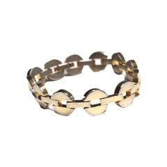 Vintage Gold Tone Chunky Open Center Round Link Chain Bracelet Retro Costume GUC