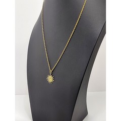 Vintage Gold-tone Sun Face Pendant Necklace 90s Celestial Whimsy Y2K Cosmic 24″