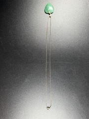 14K Gold Bail Green Heart Stone Pendant 1/20 14K GF 18” Necklace Vintage