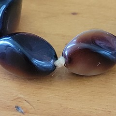 Vintage 1960s Banded Agate Sardonyx Bead Necklace Knotted 18in 28g