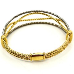 Vintage Two Tone Twisted Cable Multi-Strand Bangle Bracelet Gold Silver Tone