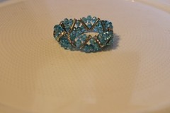 Teen’s Stretchable Bracelet with Blue & Clear Plastic Rhinestones 8″ Diameter,