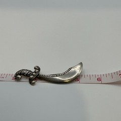 SS013 Rare 925 Sterling Silver Pirate Cutlass Sword Brooch 1940’s Marathon Co.