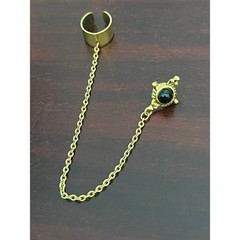 VTG Gold Tone Byzantine Revival Single Cuff Drape Chain Earring Goth Medieval