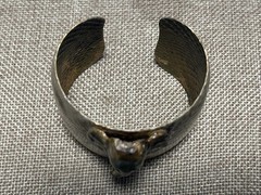 VTG Brutalist Brass Elephant Cuff Bracelet Wide Hammered Statement Textured 2”