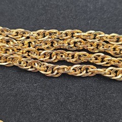 Vintage Monet Goldtone Diamond Cut Twisted Cable Link Necklace 54″ Classic EUC