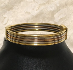 Vintage Mixed Metal Tone Bangle Bracelet Clamp Elegant Statement