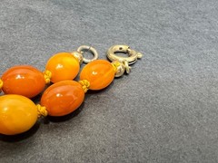 1930 Art Deco Natural Baltic Egg Yolk Amber Bead Beaded Necklace 18gr.