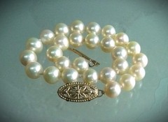 GORGEOUS MIKIMOTO BLUE LAGOON BL 14K 585 CULTURED OCEAN AKOYA PEARL BRACELET!
