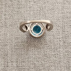 STERLING 925 BLUE ZIRCON? CZ? TOPAZ? HALO RING SIZE 7