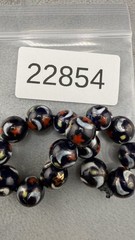 Vintage Glass Beaded Bracelet Stretch Marble Star Moon Sun Celestial 6.5”