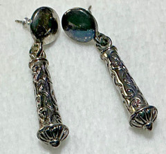 Vintage Silver Tone Drop Post Earring Lot, Napier Mother of Pearl/Abalone