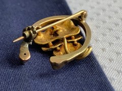 Vtg Heavy Gold Filled Pearl Pin 3.05g Jewelry Pansy In Wishbone Brooch *READ*