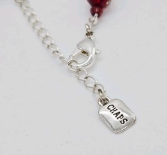 Chaps Necklace Red Faceted Beaded Silver tone Couture Vintage 21 in
