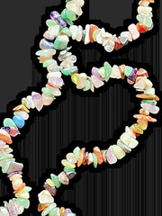 Multicolor Mixed Gemstone Chip Necklace 17″ Long Layering Shiney Colorful Stone
