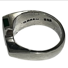 Vintage Sterling Silver Malachite Ring Size 9 Modernist Geometric Design 10.22g