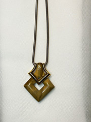 Vintage 1960’s Trifari Signed Gold Plated Lucite Pendant Necklace