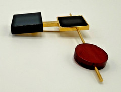 2015 MARNI Modernist Resin & Gold-Tone Metal Brooch Pin, Consuelo Castiglio Era