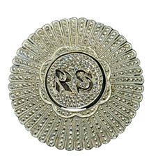 Art Deco KD Sterling Silver Marcasite Initial – ( RS ) – Brooch – 1 3/4 inch
