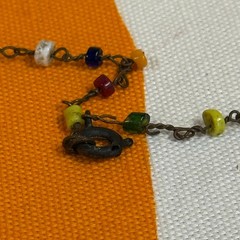 Vintage Rainbow Glass Bead Necklace Handcrafted Bohemian Jewelry 18”