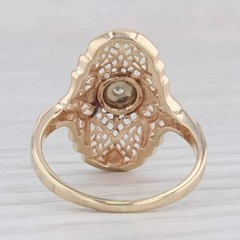 Art Deco Style 1.4Ct Round Lab Created Diamond Filigree 14K Gold FN Wedding Ring