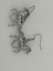 Colorful Enamel Horse Dangle Earrings Silver Tone Metal Equestrian Jewelry