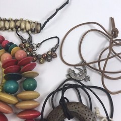 Vintage Lot Tribal Boho Jewelry wood beads metal mod boho statement 1 lb