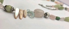 Vintage Barse Sterling 24 Inch And Gemstone Beaded Necklace Rose Quarts MOP Gem