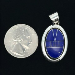 Vintage ASC 925 Sterling Silver Lapis Lazuli Channel Inlay Pendant, 6.3g, Qty. 2