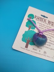 Vintage Knock Wood Good Luck Necklace Or Ring On Card Size Medium Natural Magic
