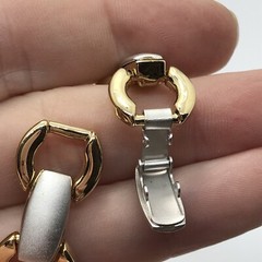 Vintage 2 Tone Matte SIlver & Gold Designer Look Bracelet sz 6.75″