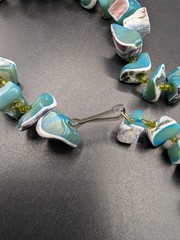 Vintage Teal Dyed Mother of Pearl Large Chip Bead Necklace