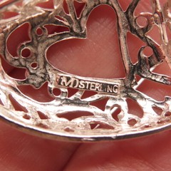 925 Sterling Silver Vintage Ornate Open Heart Slide Pendant