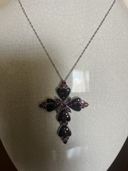 DESIGNER DK STERLING SILVER 925 SIGNED MULTI GEMSTONE LARGE CROSS PENDANT JTV