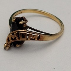 10K Yellow Gold Mom Ring Tourmaline & Diamond Size 5.5 – 16.5mm – 1.8 Grams